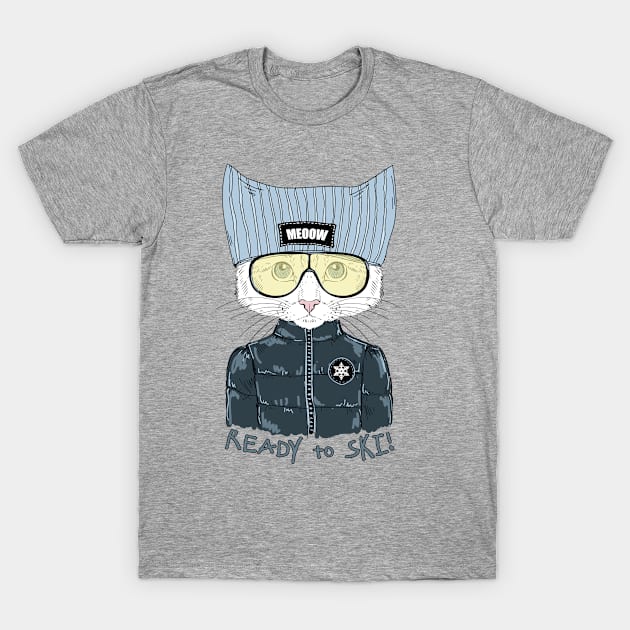 Kitty in Fashion Clothes Ready to Ski T-Shirt by RW